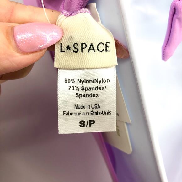 L*SPACE Kendal One Piece Swimsuit Small Purple Lavender Cut Out Tie Back NWT - Picture 11 of 12